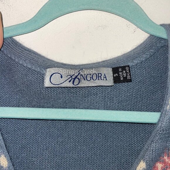 Spring Creek Angora Womens Vest Size Small Blue Cats Sheep Grandmacore - Picture 8 of 9